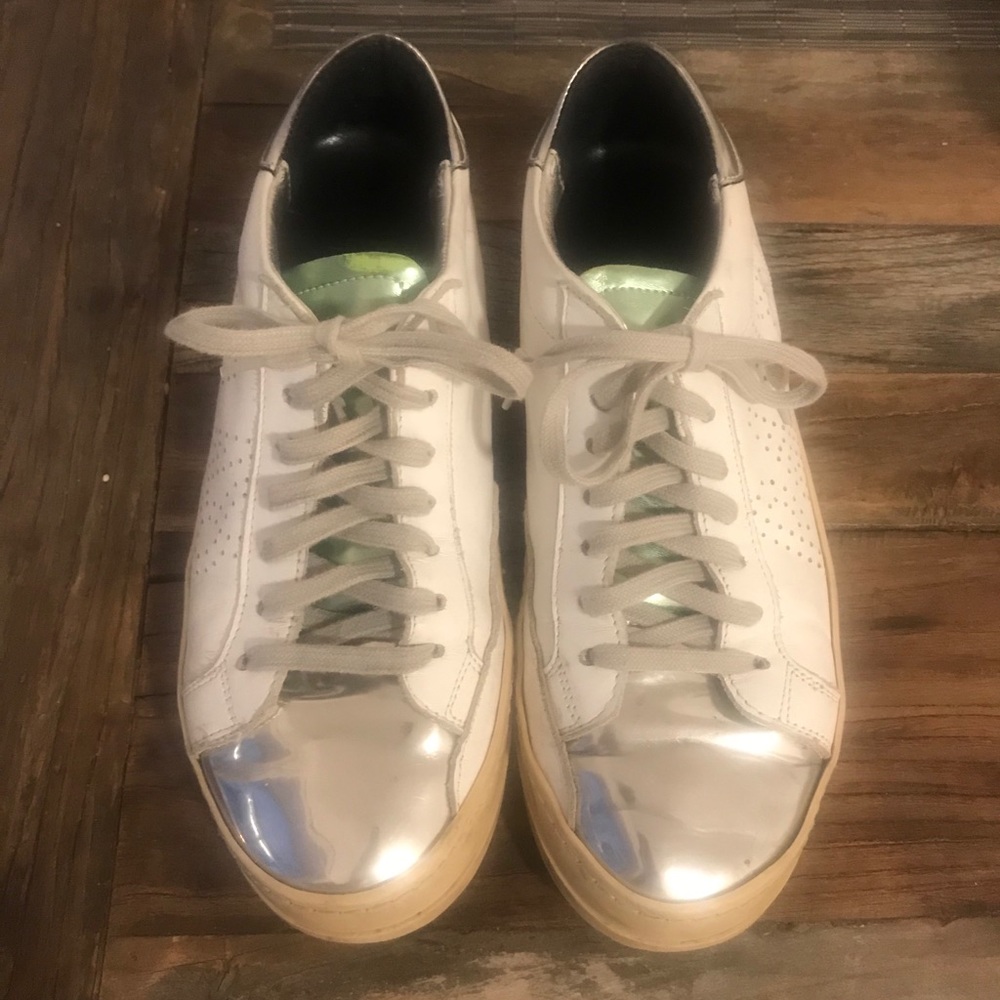 P448 women’s sneakers with silver toe, size 39
